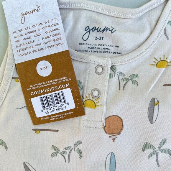 NWT Goumi Kids Surfs Up Romper SZ 2-3T One Piece Bamboo Organic Toddler Short - Picture 3 of 3